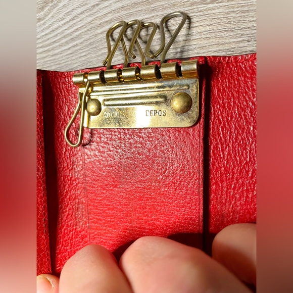 Gucci Horsebit 6-Row Key Case 5 Clips Trifold Red Leather Gold-Tone Men’s Womens - Picture 11 of 11